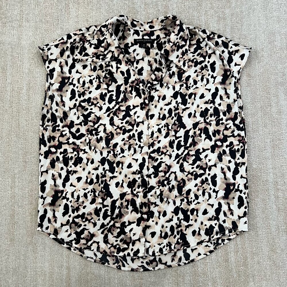 Banana Republic Factory Leopard Animal Print Blouse Flowy Top M